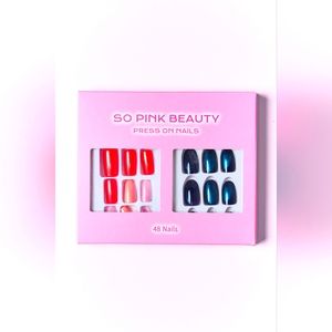 SO PINK BEAUTY  Midnight Glam Press On Nails 2 Pack Set With Glue